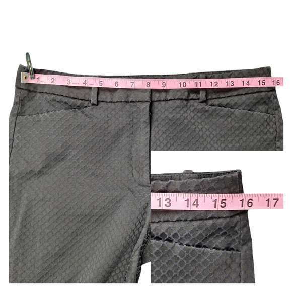 White House Black Market Sz‎ 10 The Slim Ankle Black Textured Pant - Picture 12 of 15